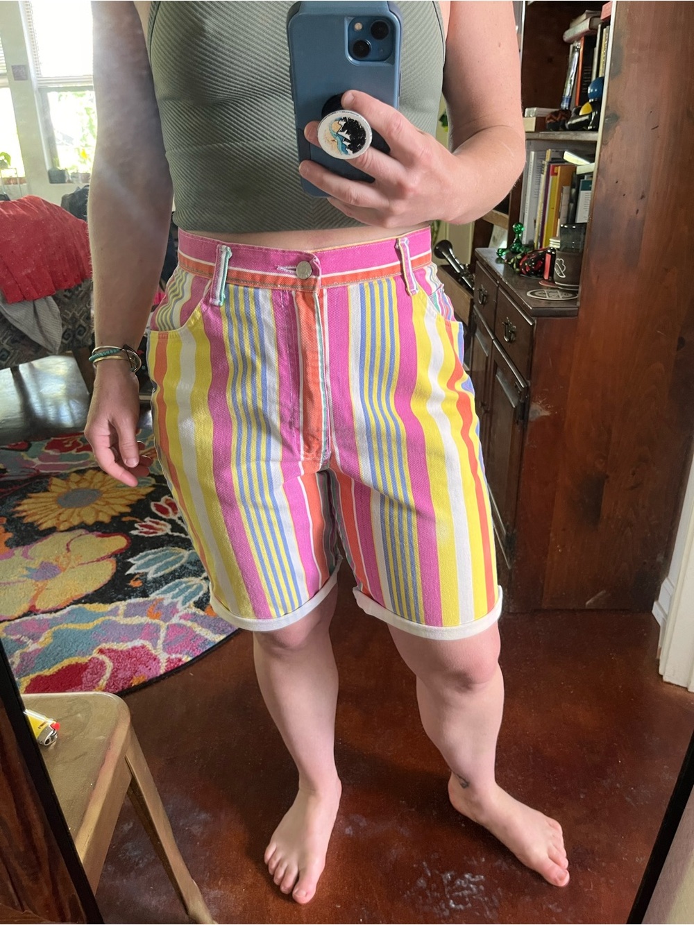 Vintage High-Waist Striped colorful Shorts